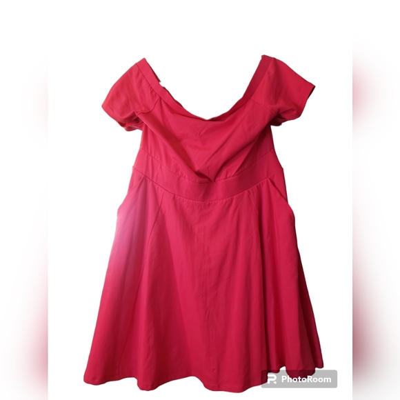Torrid Pink Off Shoulder Foxy Skater Dress - Picture 3 of 8